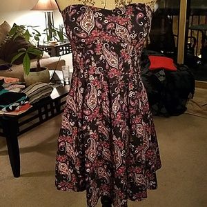 Strapless paisley dress